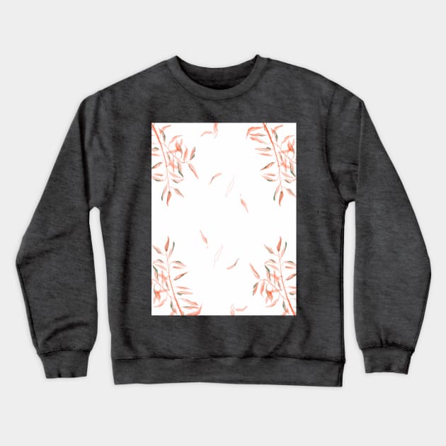 Watercolor leaves on the branches, red colors of autumn in a watercolor pattern Crewneck Sweatshirt by shikita_a